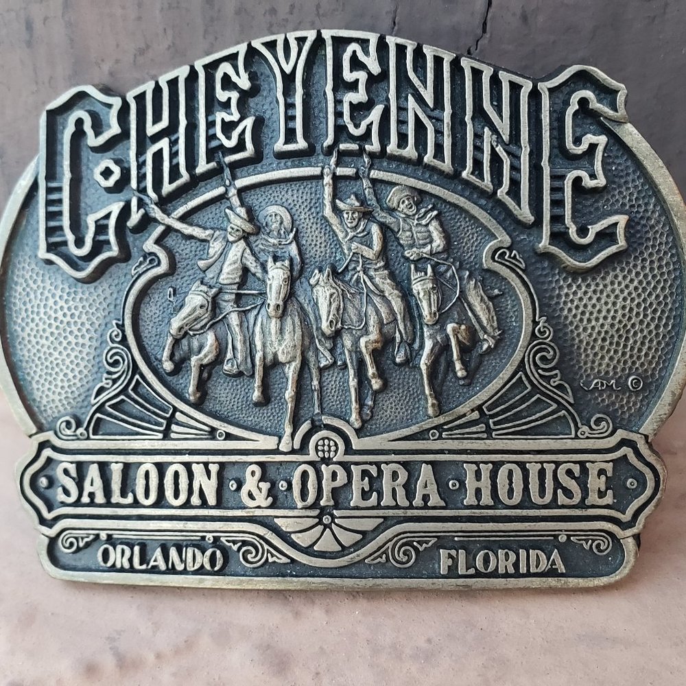 Cheyenne Saloon & Opera House Solid Brass Belt Buckle - Orlando, Fla -  Vintage